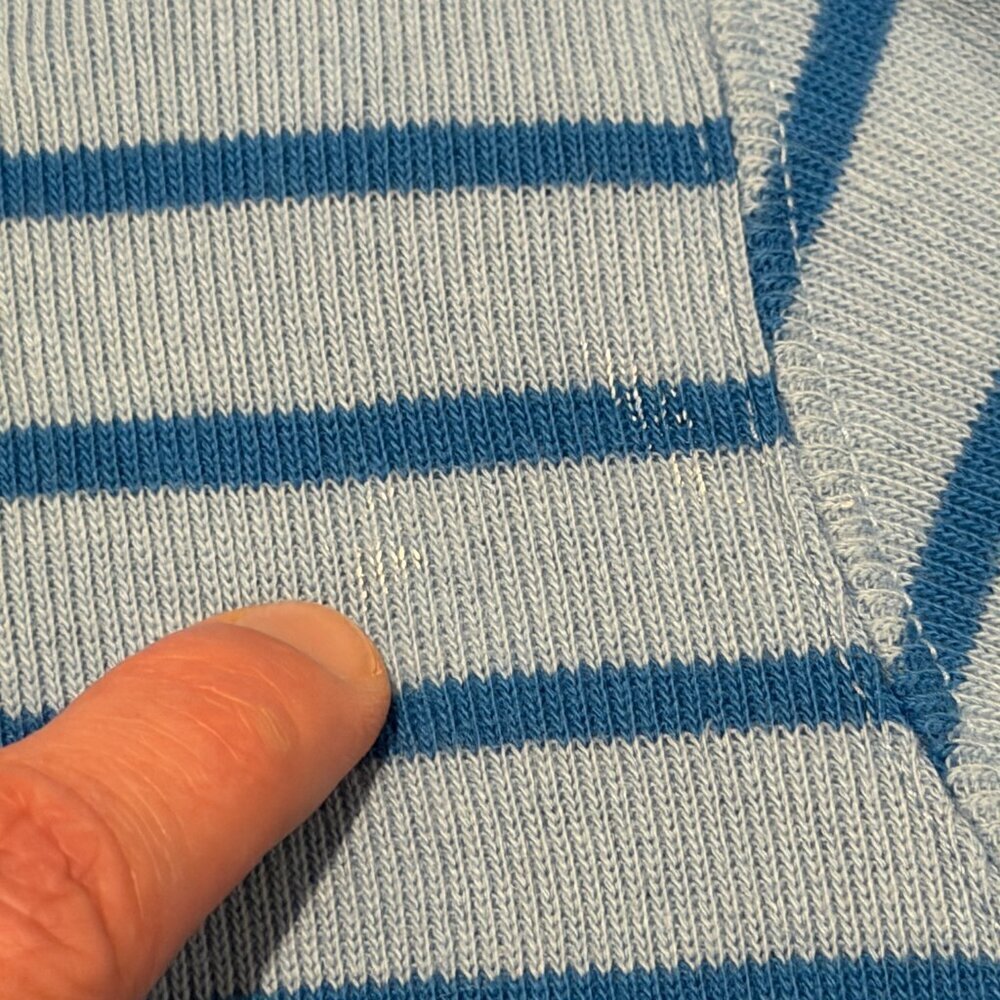 L.L. Bean Vintage 100% Cotton Striped Quarter Zip Pullover Knit Sweater Small - Picture 6 of 10
